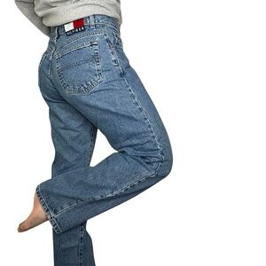 Vintage Tommy Hilfiger Big Flag Back Patch Jeans Size 10 1990s Style